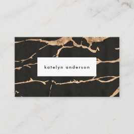 Modern Black Gold Foil Gemstone Insida Designer Visitkort