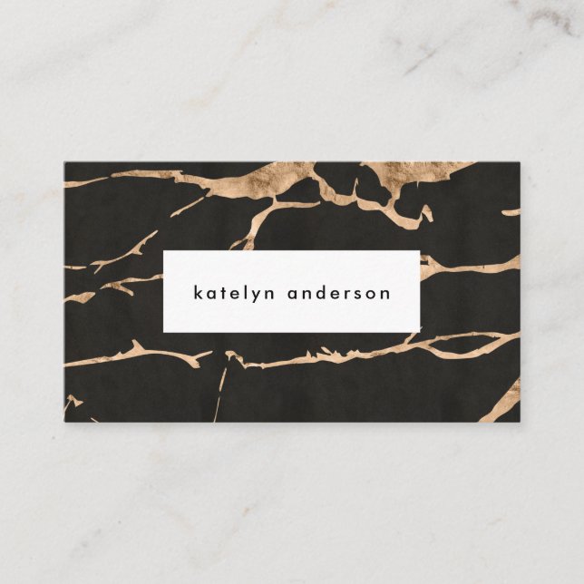 Modern Black Gold Foil Gemstone Insida Designer Visitkort (Framsida)