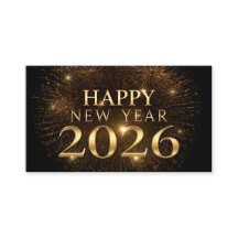modern black gold happy new year business card