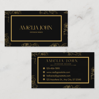 Modern Black Gold Professional Business Card Visitkort