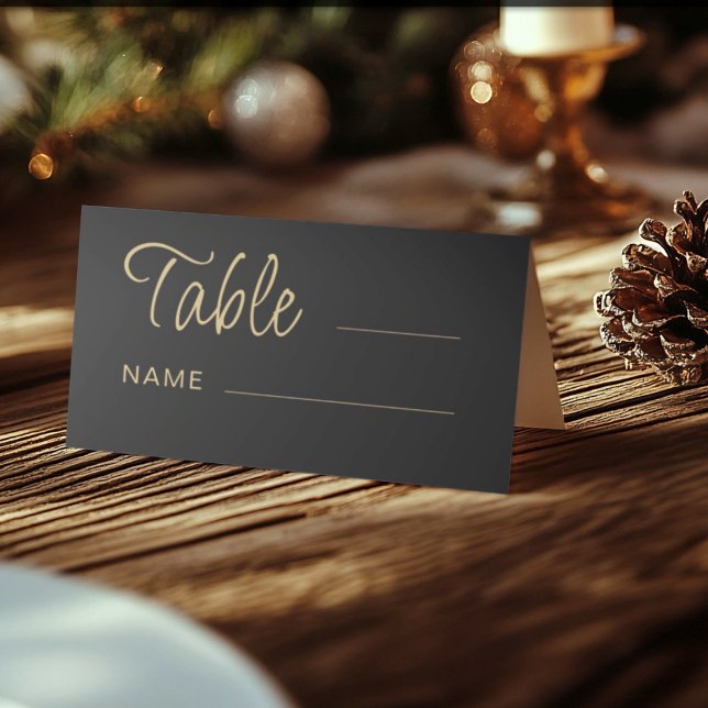 Modern Black & Gold Wedding table number Placeringskort (Skapare uppladdad)