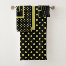 Modern Black Golden Circle Mönster Monogram