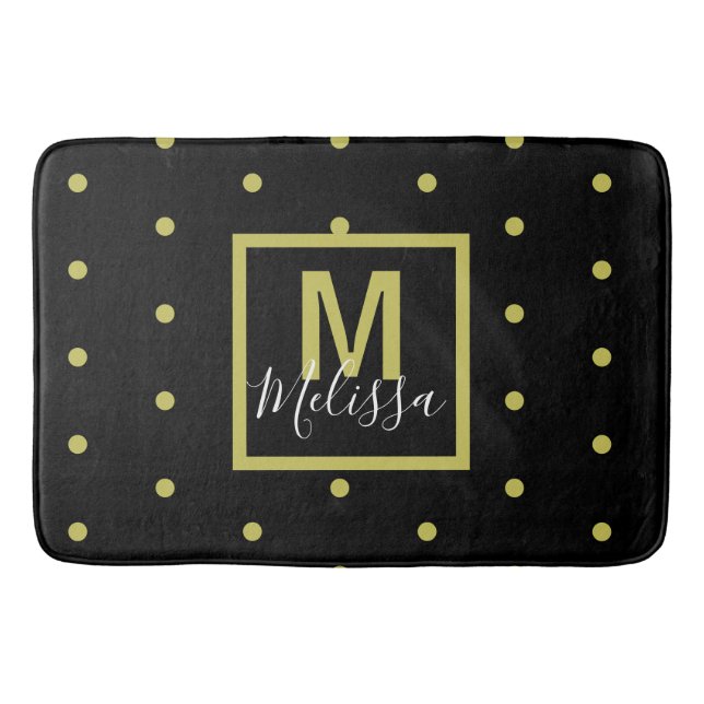 Modern Black Golden Circle Mönster Monogram Badrumsmatta (Framsidan)