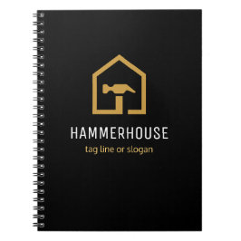 Modern Black & Golden Construction Byggnad Anteckningsbok