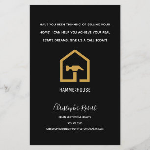 Modern Black & Golden Construction Byggnad Flygblad