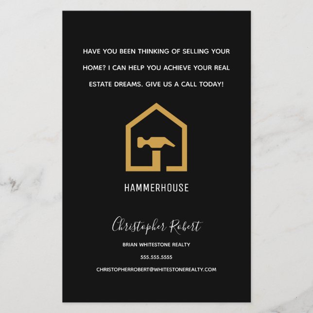 Modern Black & Golden Construction Byggnad Flygblad (Framsidan)
