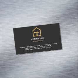 Modern Black & Golden Construction Byggnad Magnetiska Visitkort