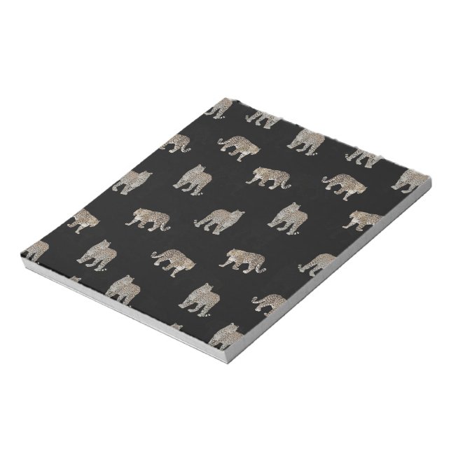 Modern Black Golden Leopard Jungle Animals Anteckningsblock (Roterad)