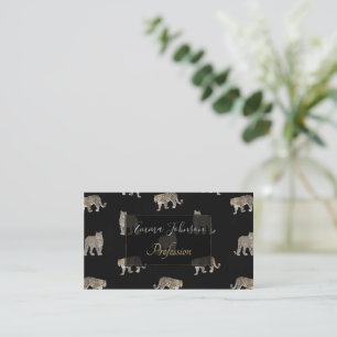 Modern Black Golden Leopard Jungle Animals Visitkort