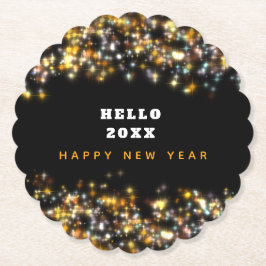 Modern Black Gott nytt år Guld Glitter-mousserande Underlägg Papper