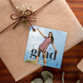  Modern Black Grad Typography Photo Graduation Gåvor Etiketter
