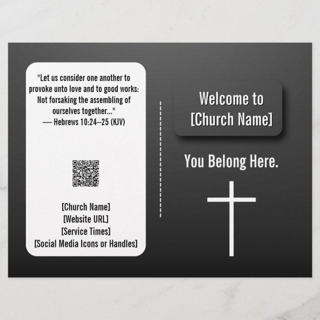 Modern Black Gradient Church Bulletin  Reklamblad (Framsidan)