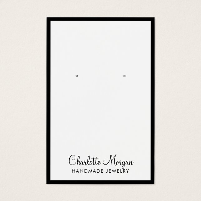 Modern Black Gräns judelry Earring Visning Card Visitkort (Framsida)