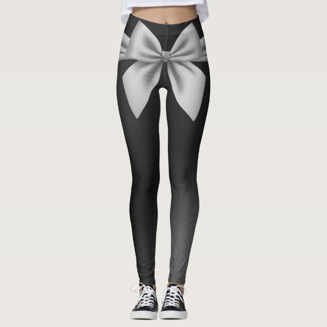 Modern Black Grått Bow-Snyggt Leggings (Framsida)