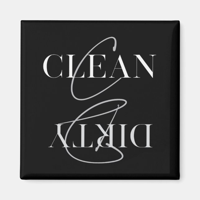 Modern Black Grått Clean Dirty Kitchdiskmaskin Magnet (Framsidan)