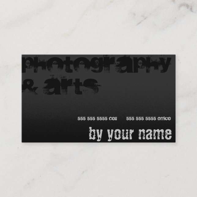 Modern Black Grått Design Professionell Photograf Visitkort (Framsida)
