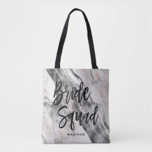 Modern Black & Grått Marble Bride Tribe Monogram Tygkasse