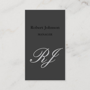 Modern Black Grått Monogram-Affärskort Visitkort