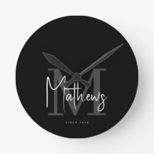 Modern Black Grått Monogram-familjen Namn