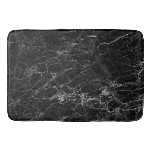Modern Black Grått och White Faux Marble Bath Mat Badrumsmatta (Framsidan)