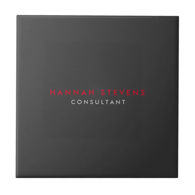 Modern Black Grått Red-Professionell ditt namn Kakelplatta (Framsidan)