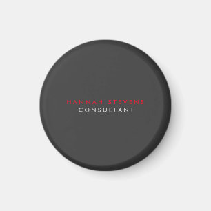 Modern Black Grått Red-Professionell ditt namn Magnet