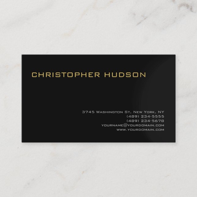 Modern Black Grått Simple Plain Affärskort Visitkort (Framsida)