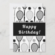 Modern Black & Grått Tennis Player Coach Birthday