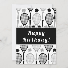 Modern Black & Grått Tennis Player Coach Birthday