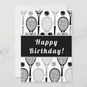 Modern Black & Grått Tennis Player Coach Birthday