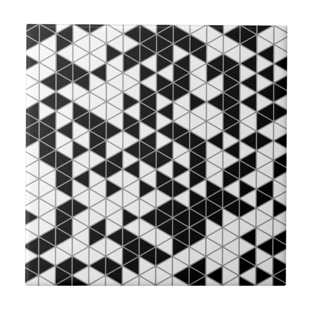 Modern Black Grått White Geometric Triangles Kakelplatta (Framsidan)