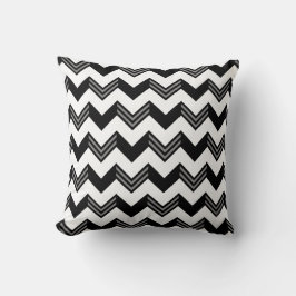 Modern Black, Grått, White Zigzag Chevron Mönster Kudde