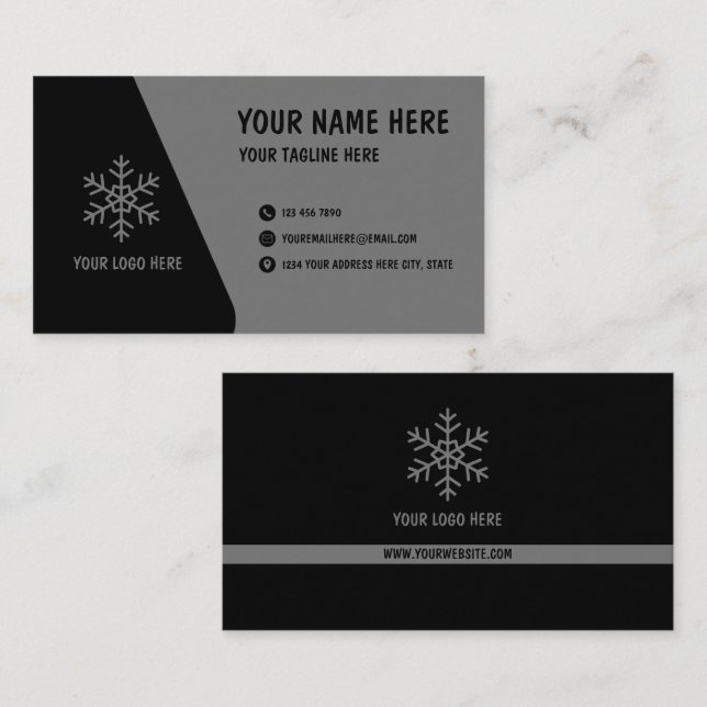 Modern Black Gray Minimal Business Card Template Visitkort (Fram/baksida)