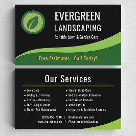 Modern Black Grönt Landscaping Gräsmatta Care Visitkort