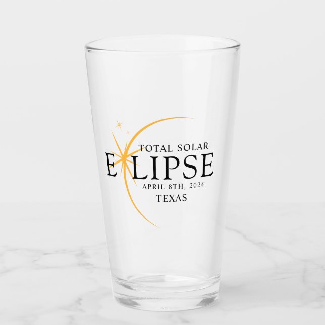Modern Black & Guld 2024 Texas Total Solar Eclipse Glaskopp (Framsida)