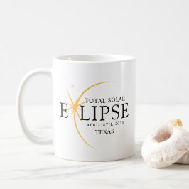 Modern Black & Guld 2024 Texas Total Solar Eclipse Kaffemugg