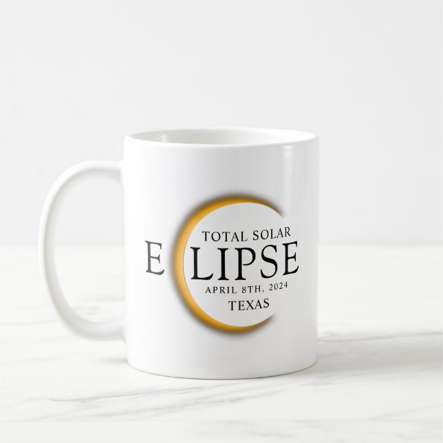 Modern Black & Guld 2024 Texas Total Solar Eclipse Kaffemugg (Vänster)