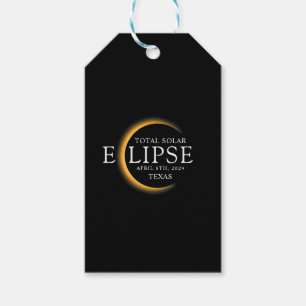 Modern Black & Guld 2024 Texas Total Solar Eclipse Presentetikett