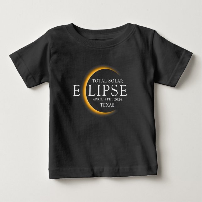 Modern Black & Guld 2024 Texas Total Solar Eclipse T Shirt (Framsida)
