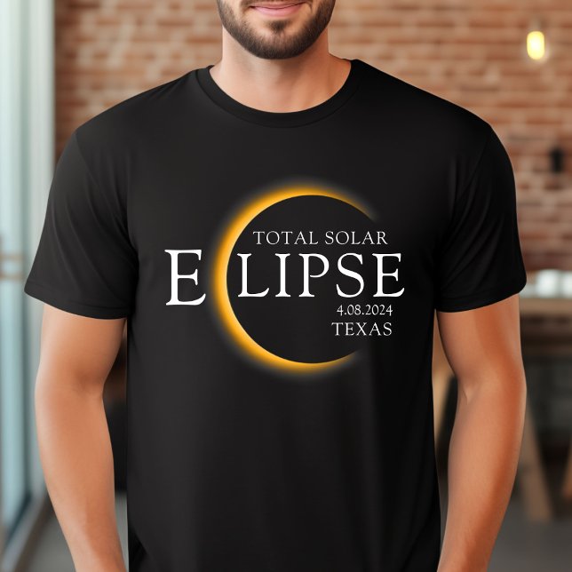 Modern Black & Guld 2024 Texas Total Solar Eclipse T Shirt (Skapare uppladdad)
