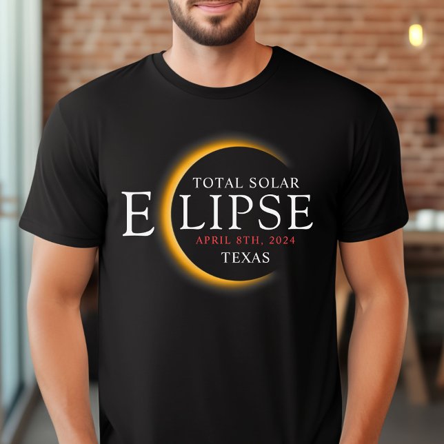 Modern Black & Guld 2024 Texas Total Solar Eclipse T Shirt (Skapare uppladdad)