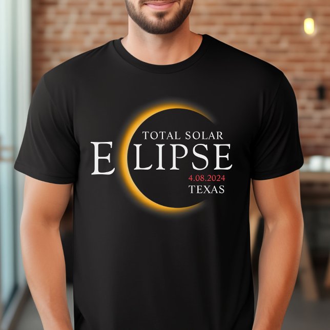 Modern Black & Guld 2024 Texas Total Solar Eclipse T Shirt (Skapare uppladdad)