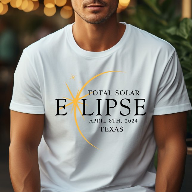 Modern Black & Guld 2024 Texas Total Solar Eclipse T Shirt (Skapare uppladdad)
