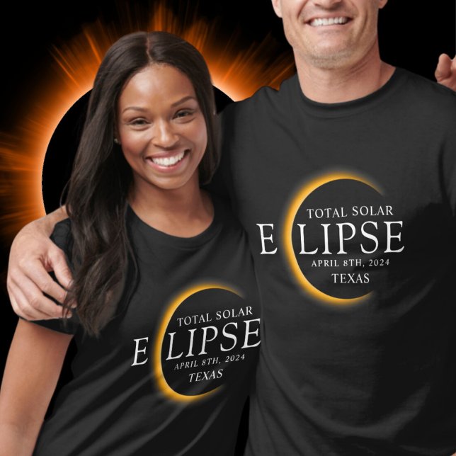 Modern Black & Guld 2024 Texas Total Solar Eclipse T Shirt (Skapare uppladdad)