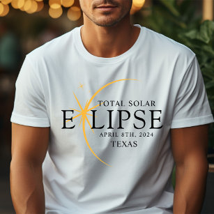 Modern Black & Guld 2024 Texas Total Solar Eclipse T Shirt