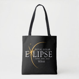 Modern Black & Guld 2024 Texas Total Solar Eclipse Tygkasse