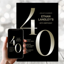 Modern Black Guld 40:e födelsedagen Party
