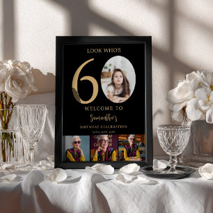 Modern Black guld 60:e födelsedag 4 Fotovälkomst Poster