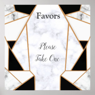 Modern Black Guld Abstrakt om Vita marmor Poster