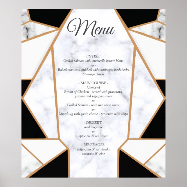 Modern Black Guld Abstrakt om Vita marmor Poster (Framsidan)